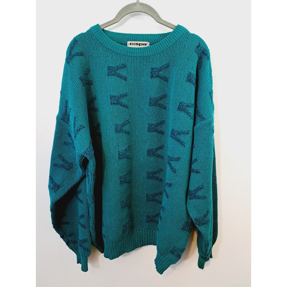 Ixspa Golf Vintage Men's Teal Pull Over Sweater Size Large Boxy Fit